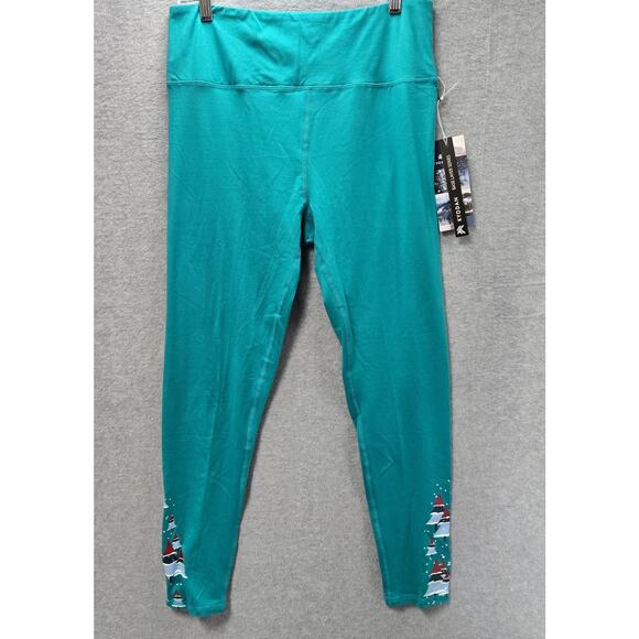 NEW Kyodan Baselayer Series Teal Christmas Tree Leggings Size XL - Picture 1 of 5
